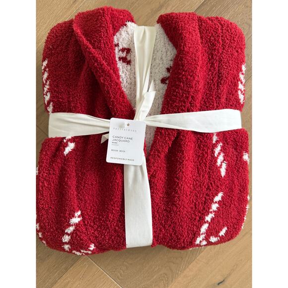 New Pottery Barn Candy Cane Jacquard Robe Red Medium - Picture 1 of 3